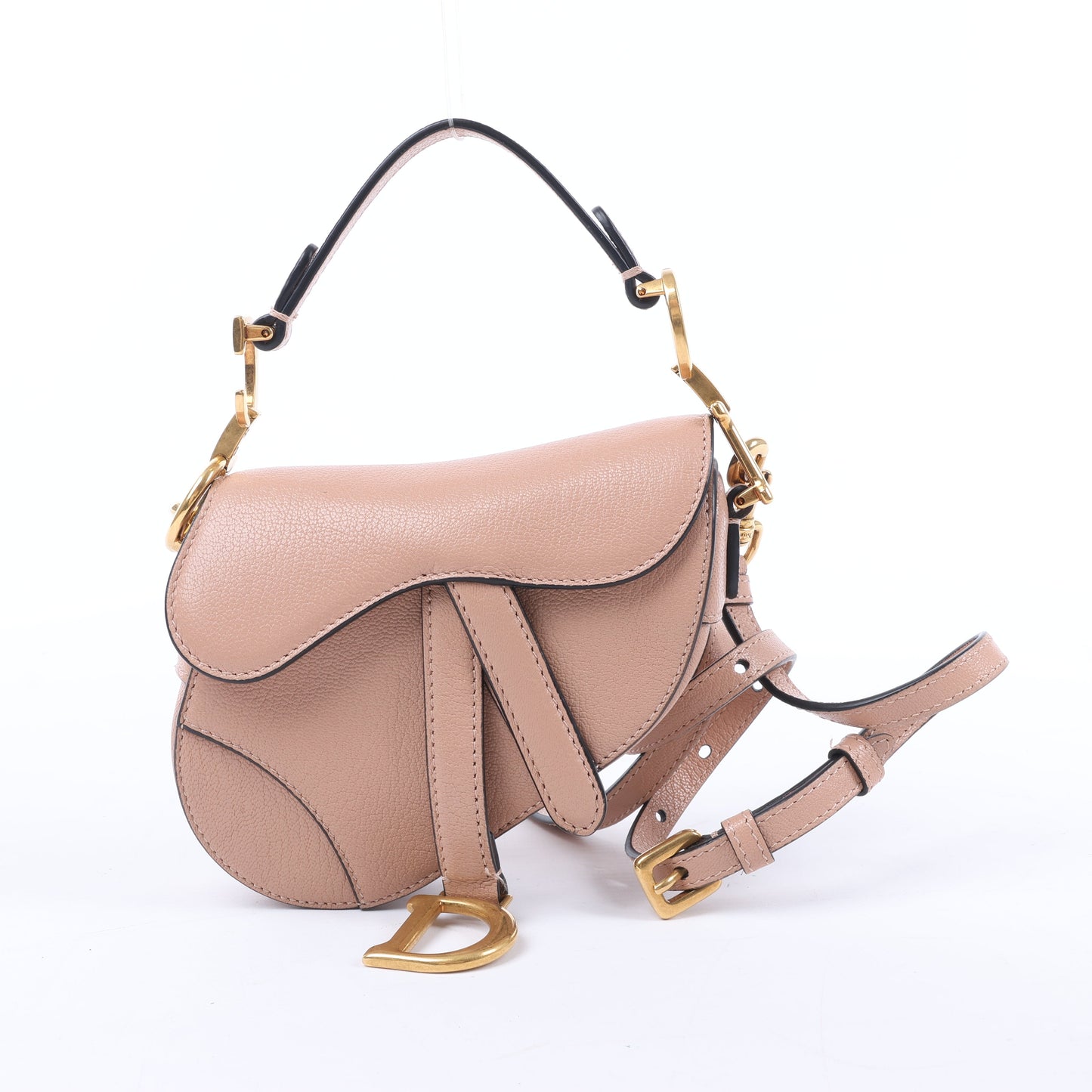 Christian Dior Saddle Micro Bag Leather 2Way Handbag in Blush