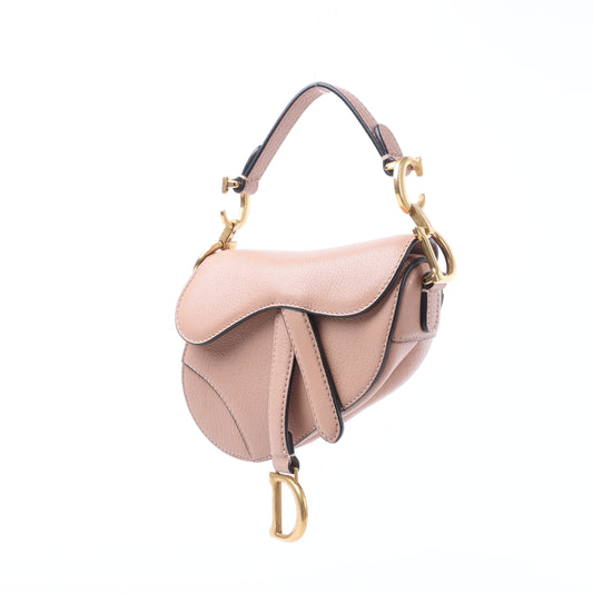 Christian Dior Saddle Micro Bag Leather 2Way Handbag in Blush