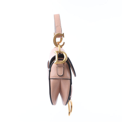 Christian Dior Saddle Micro Bag Leather 2Way Handbag in Blush