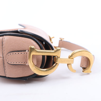 Christian Dior Saddle Micro Bag Leather 2Way Handbag in Blush