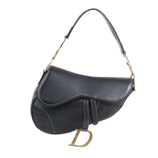 Christian Dior Saddle Classic Bag Leather 2Way Handbag in Black