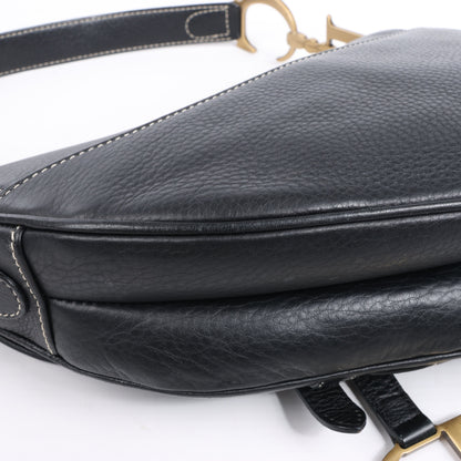 Sac à main classique Dior Saddle en cuir noir à double compartiment