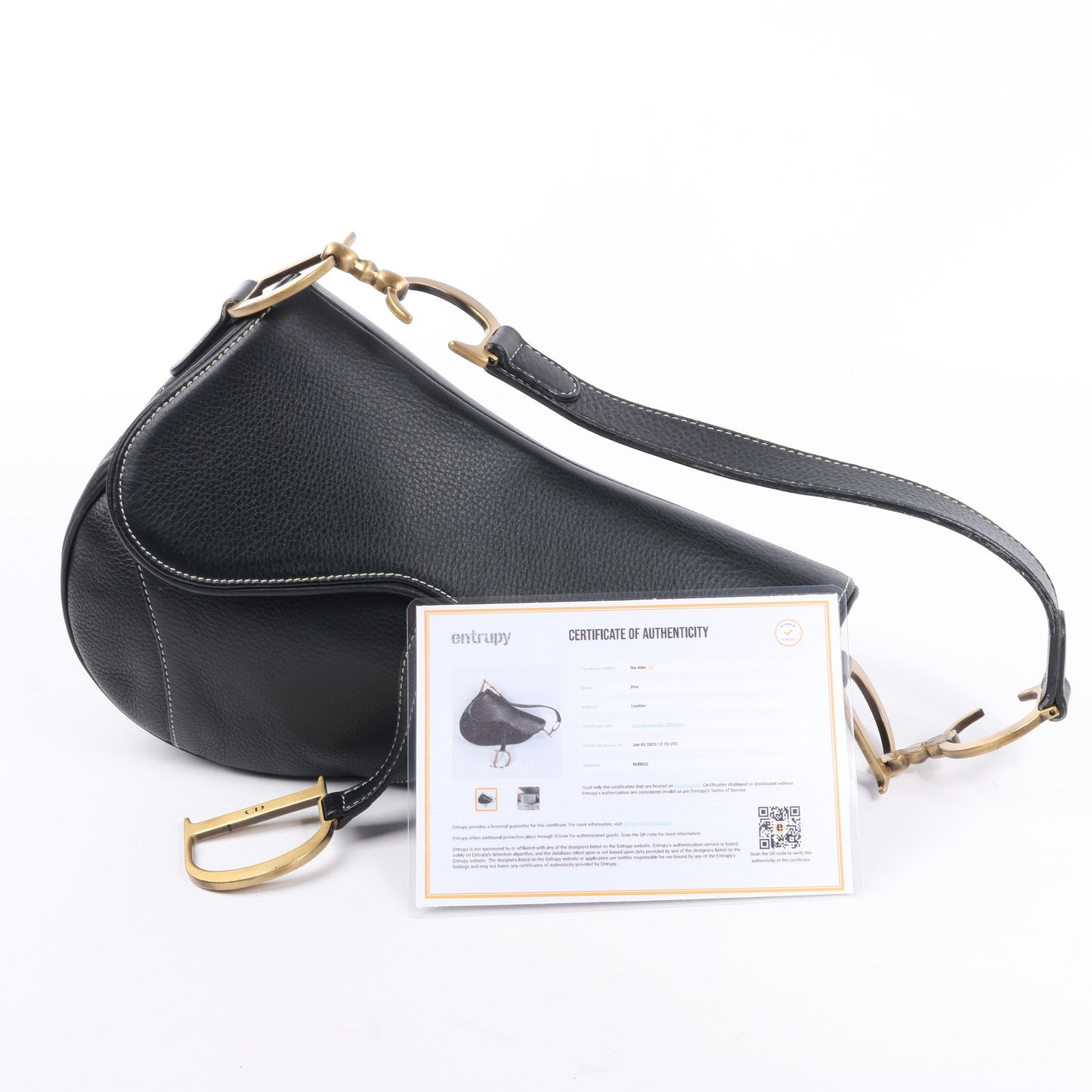 Sac à main classique Dior Saddle en cuir noir à double compartiment