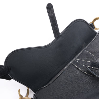 Sac à main classique Dior Saddle en cuir noir à double compartiment