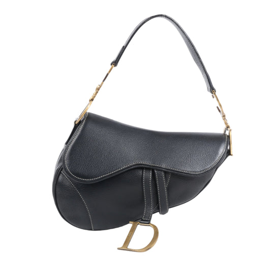 Christian Dior Saddle Classic Bag Leather 2Way Handbag in Black
