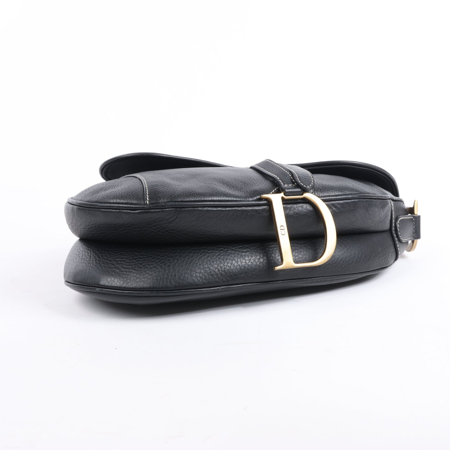 Sac à main classique Dior Saddle en cuir noir à double compartiment