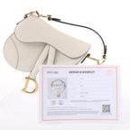 Dior Saddle Mini Bag Leather Handbag in Ecru