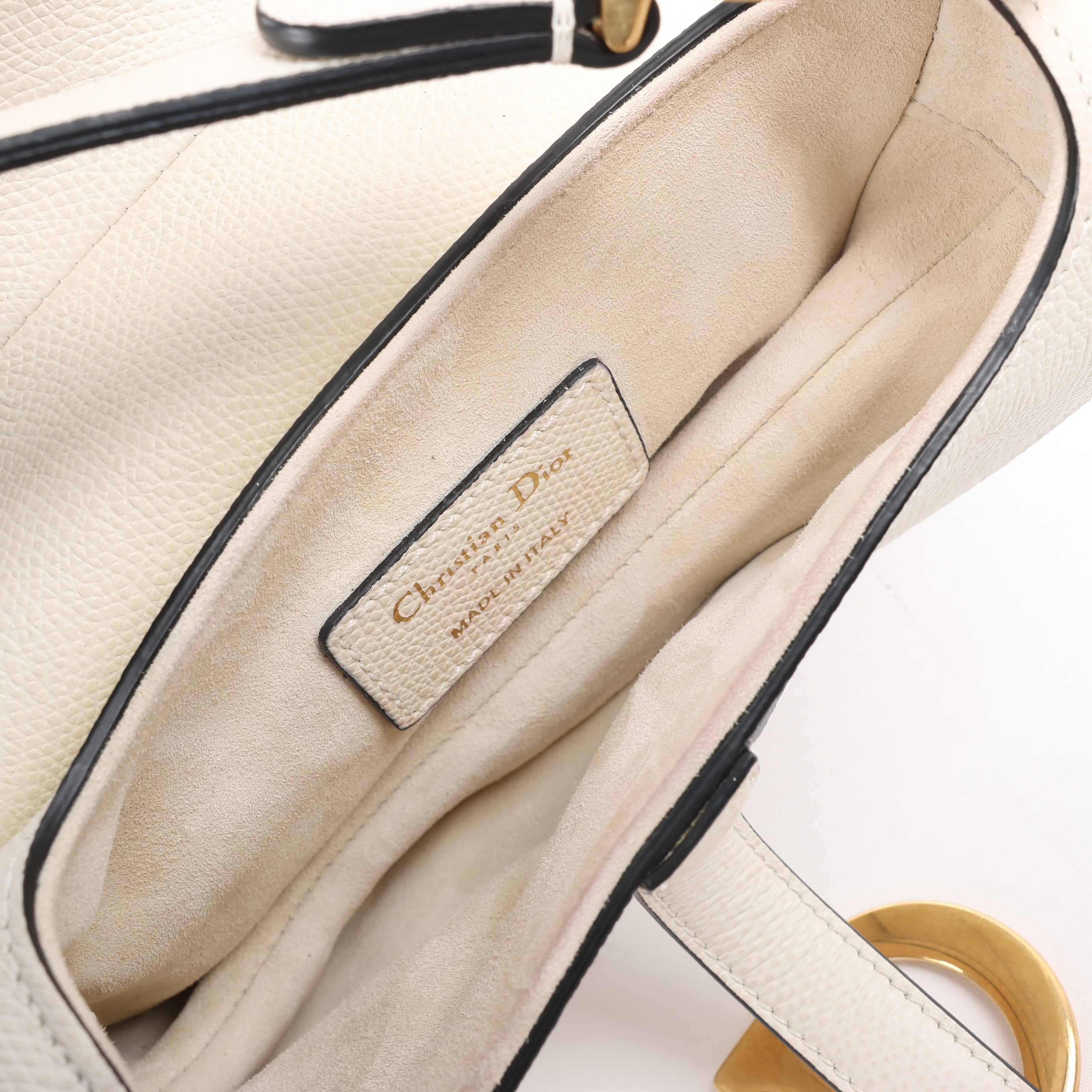 Dior Saddle Mini Bag Leather Handbag in Ecru