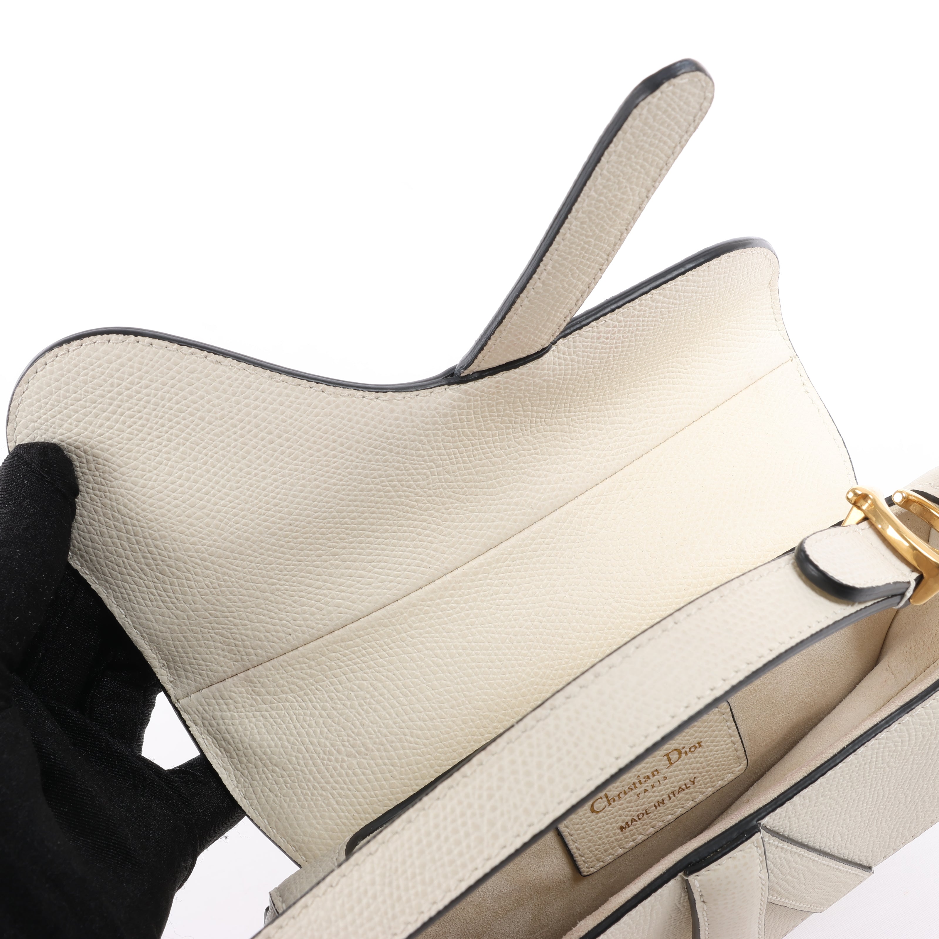 Dior Saddle Mini Bag Leather Handbag in Ecru