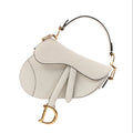 Dior Saddle Mini Bag Leather Handbag in Ecru