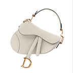 Dior Saddle Mini Bag Leather Handbag in Ecru