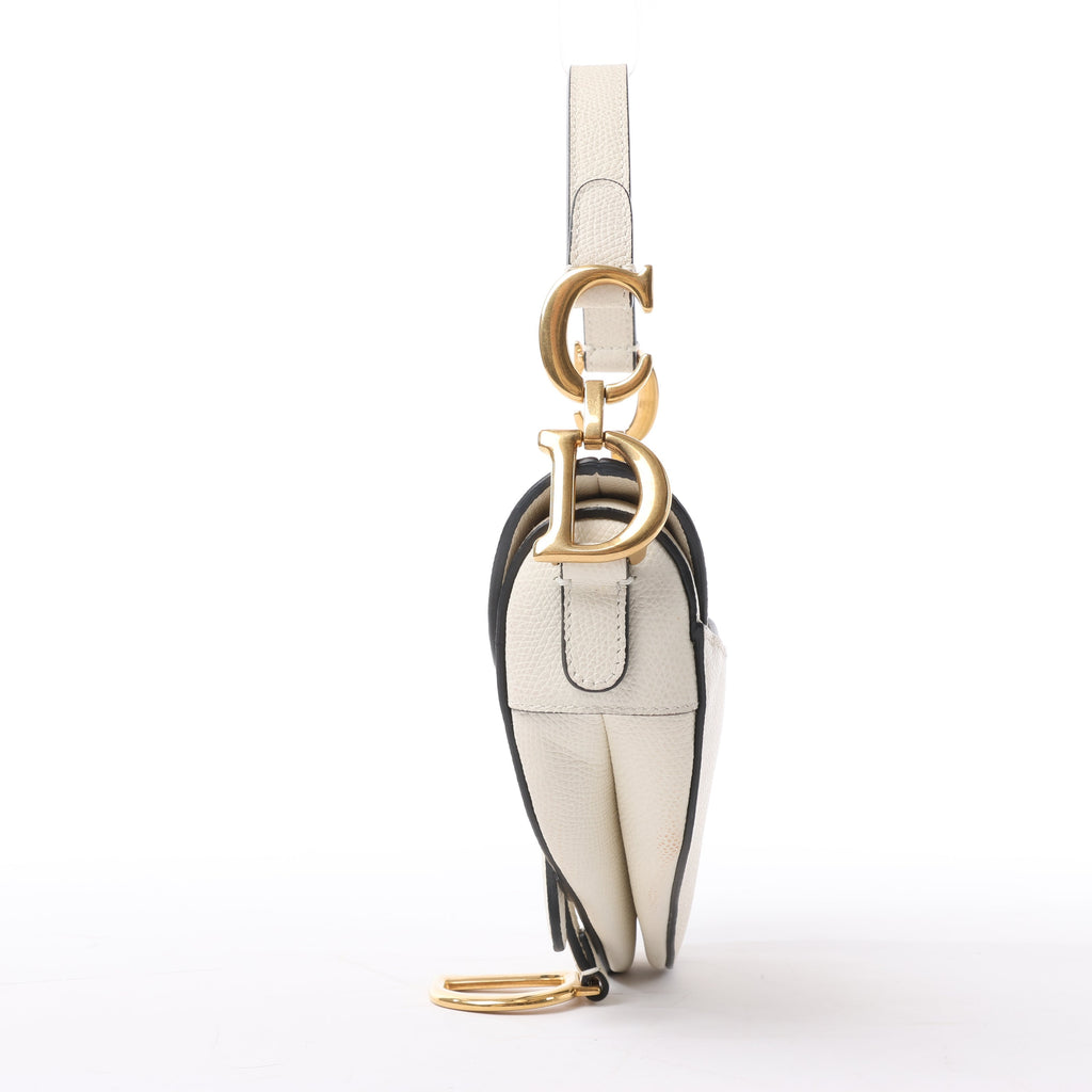 Dior Saddle Mini Bag Leather Handbag in Ecru