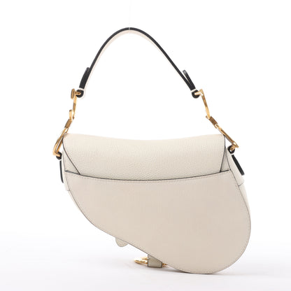Christian Dior Saddle Mini Bag Leather Handbag in Ecru