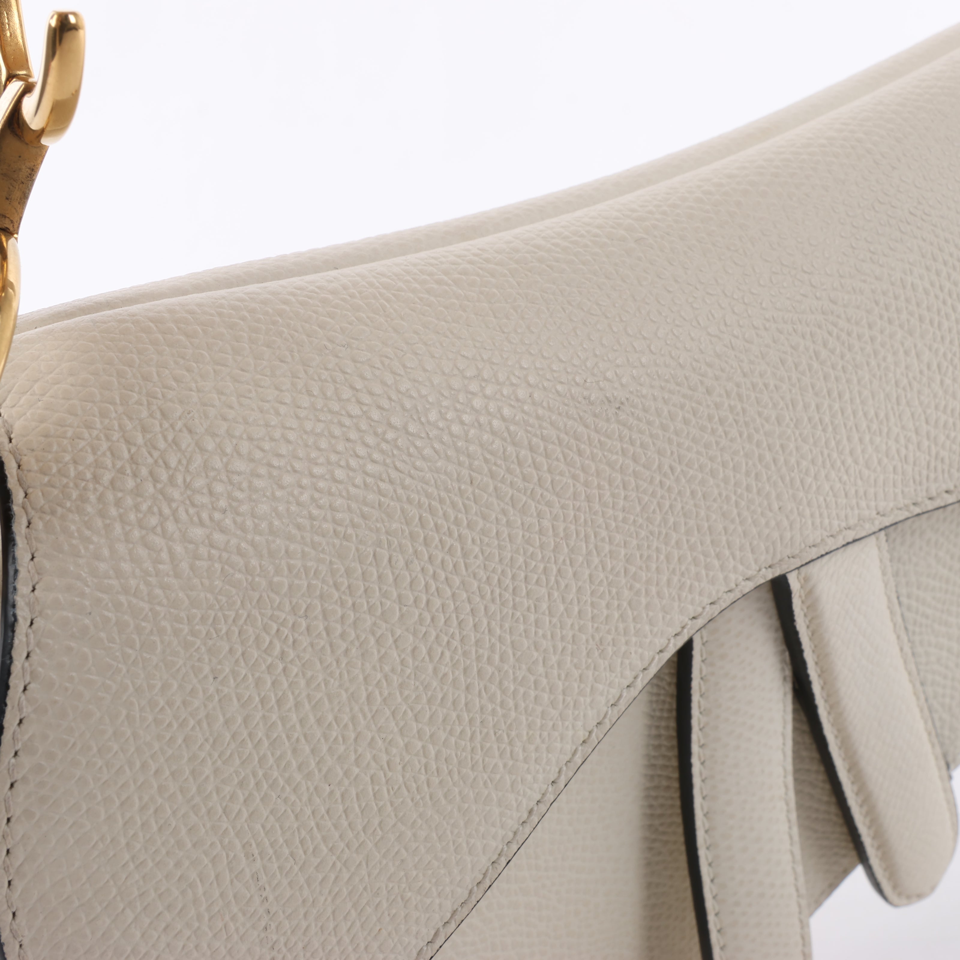 Dior Saddle Mini Bag Leather Handbag in Ecru