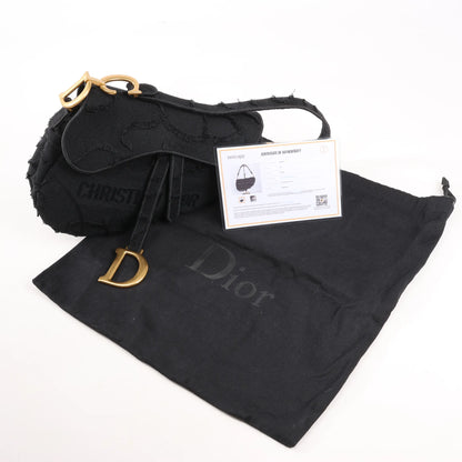 Dior Saddle Classic Bag Canvas-Schultertasche in Schwarz