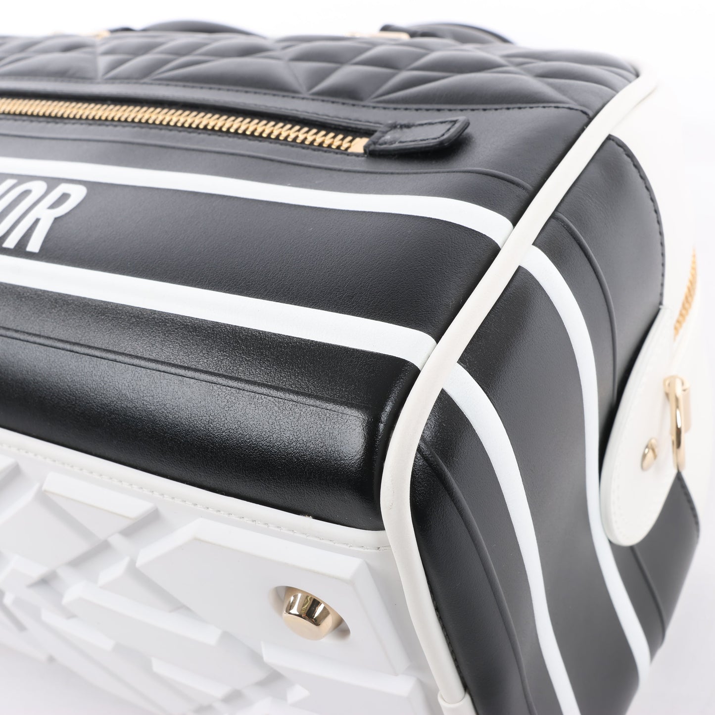 Dior Large Dior Vibe Zip Bowling Bag in Black x White