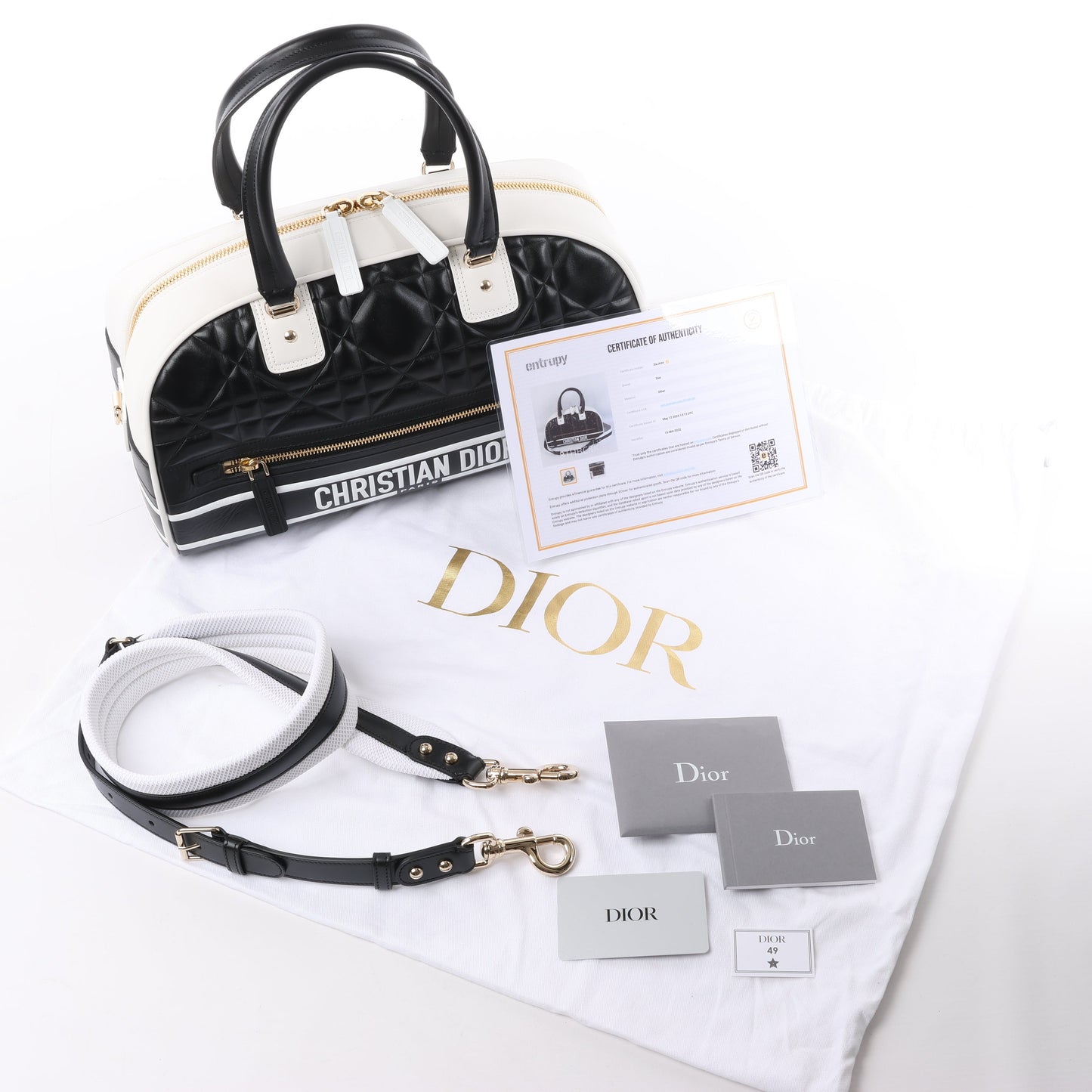 Dior Large Dior Vibe Zip Bowling Bag in Black x White