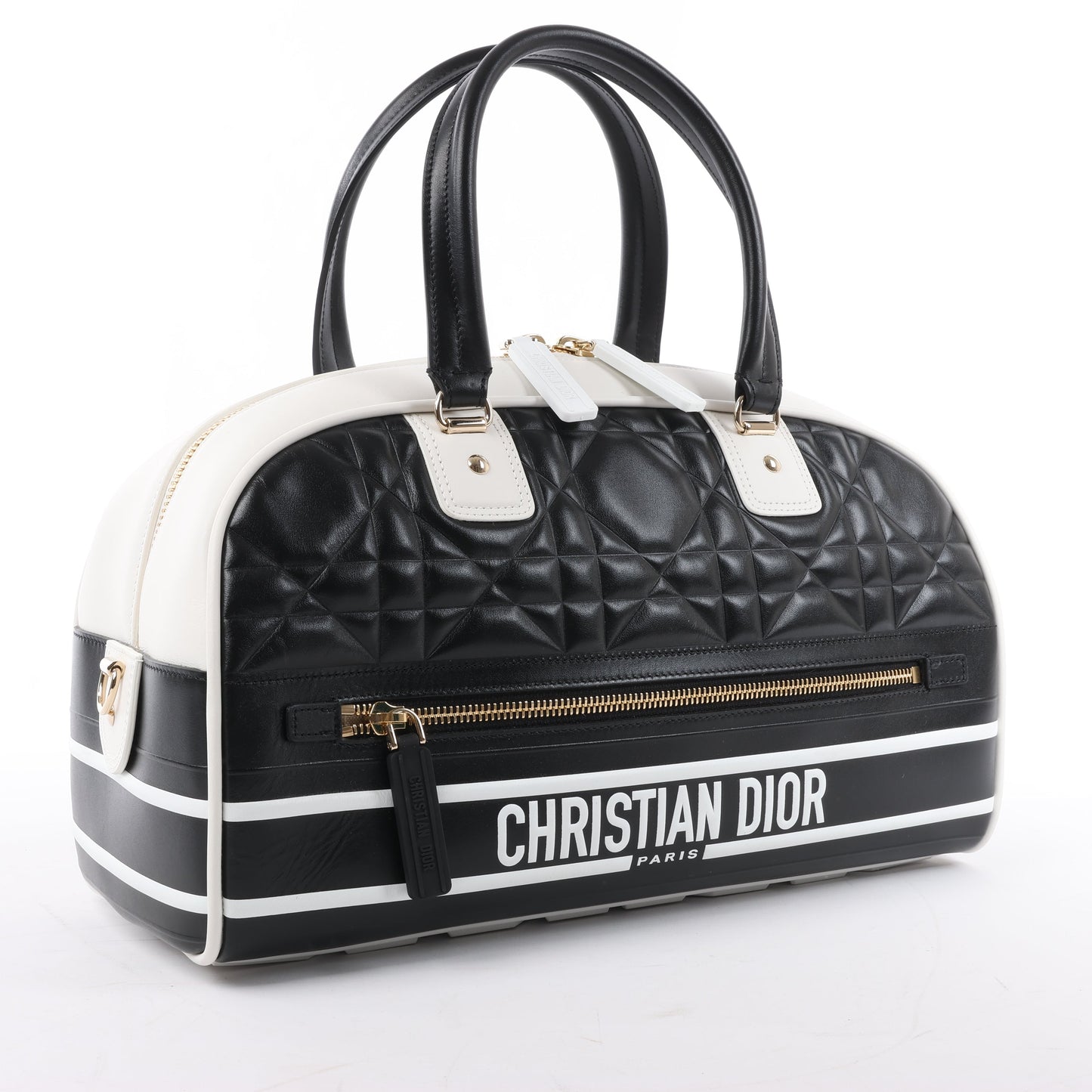 Dior Large Dior Vibe Zip Bowling Bag in Black x White