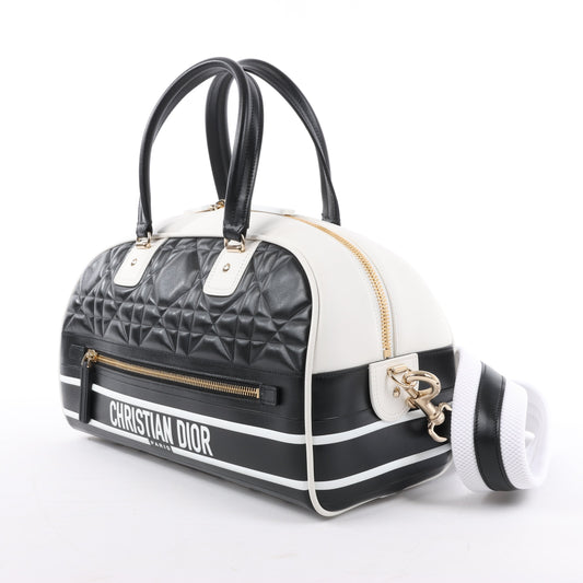 Christian Dior Large Dior Vibe Zip Bowling Bag in Black x White