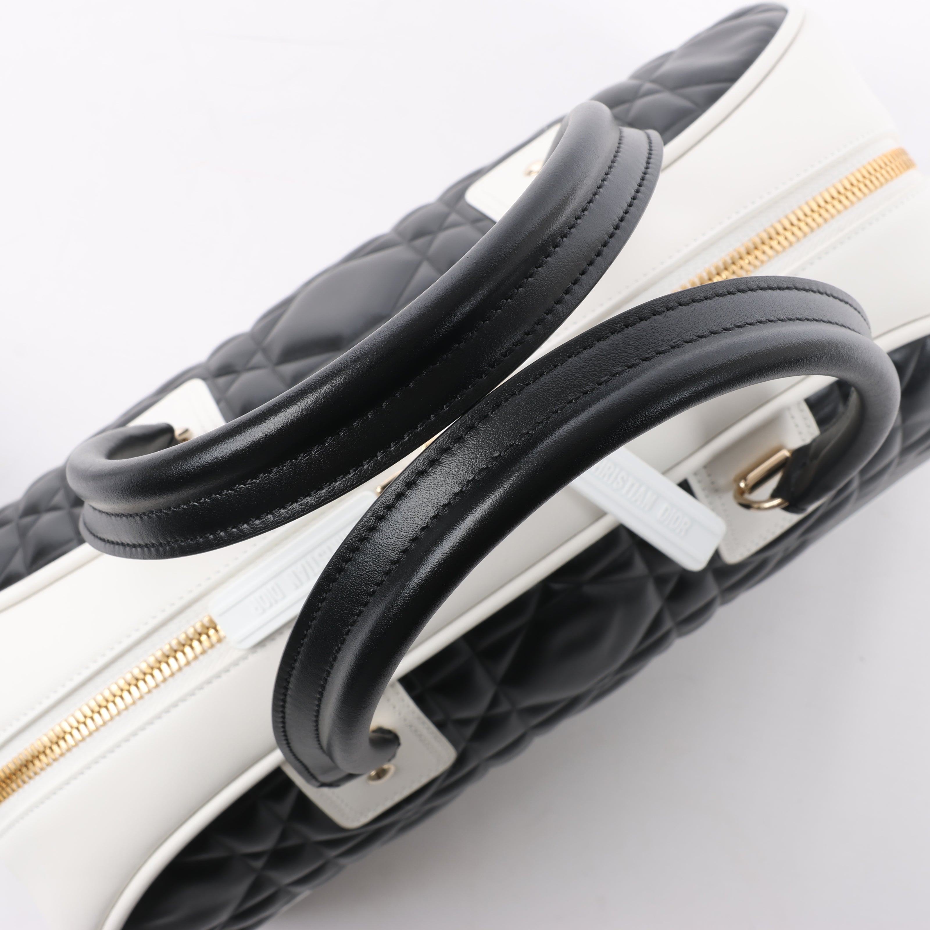 Dior Large Dior Vibe Zip Bowling Bag in Black x White