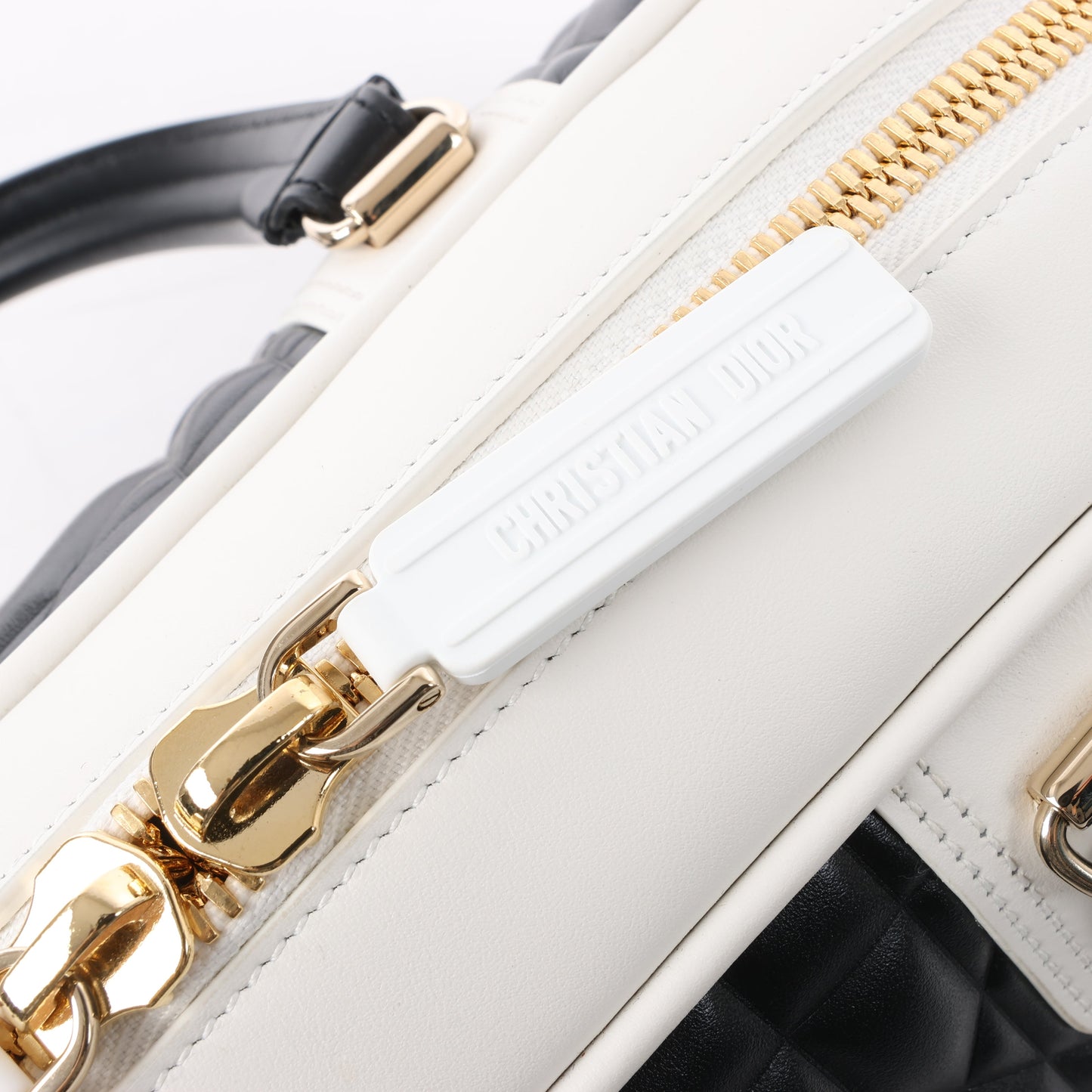 Dior Large Dior Vibe Zip Bowling Bag in Black x White