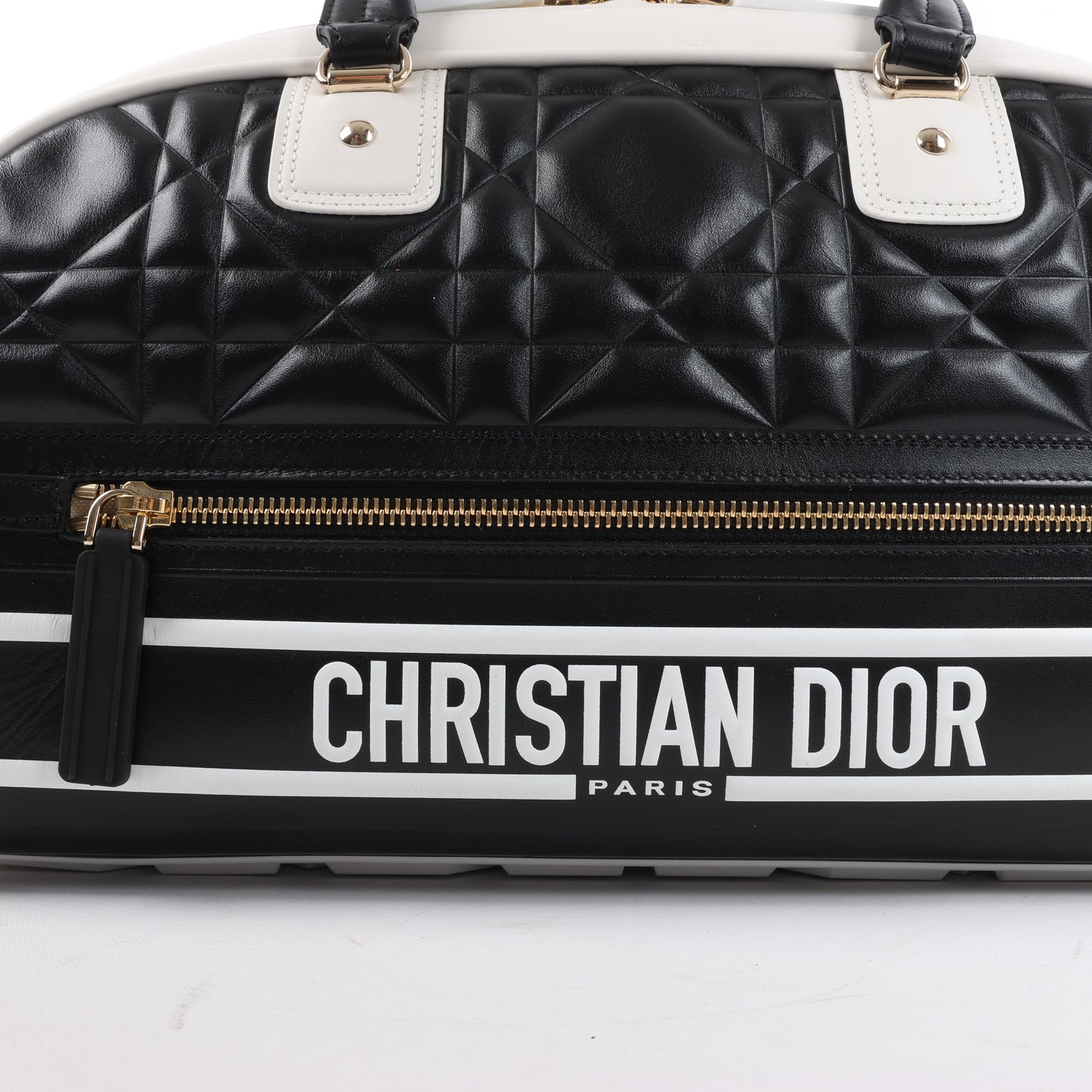 Dior Large Dior Vibe Zip Bowling Bag in Black x White