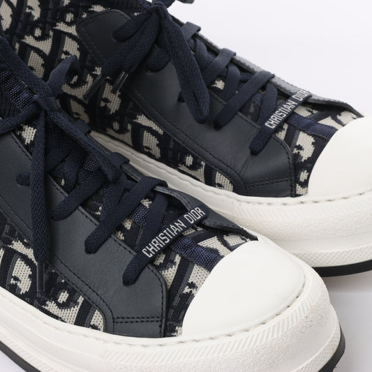 Dior Walk'n'Dior Platform Deep Blue Dior Oblique Technical Mesh and Calfskin Sneake, Size 40 EU