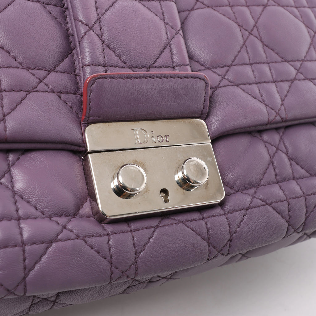 Christian Dior New Lock Cannage Leather Shoulder Bag in Purple