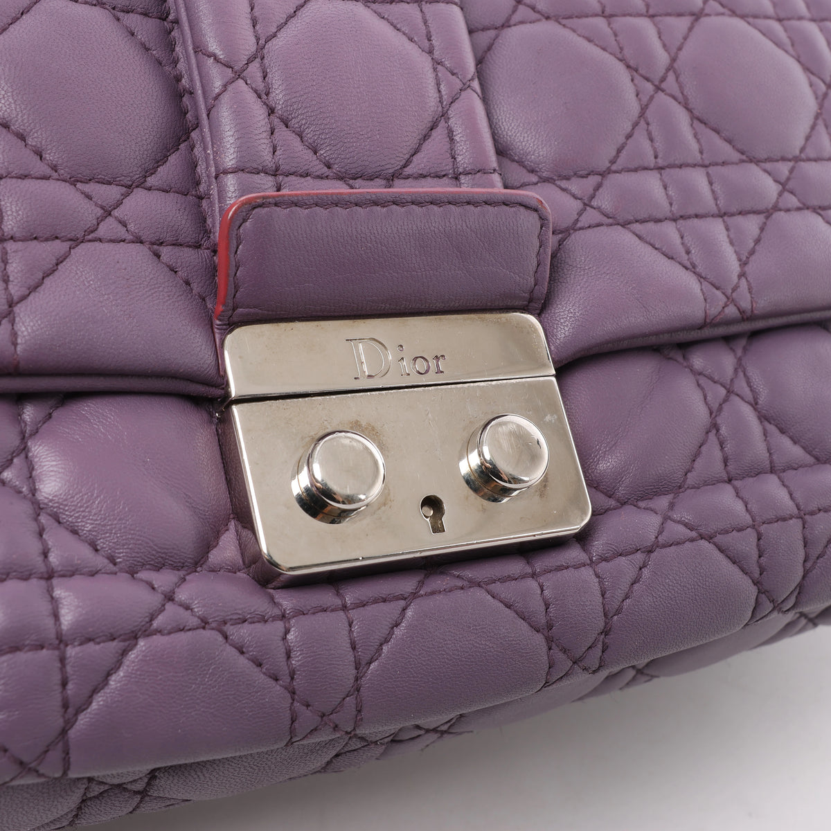Christian Dior New Lock Cannage Leather Shoulder Bag in Purple