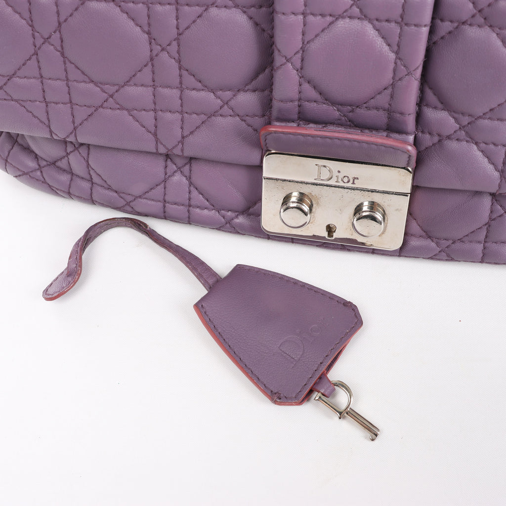 Christian Dior New Lock Cannage Leather Shoulder Bag in Purple