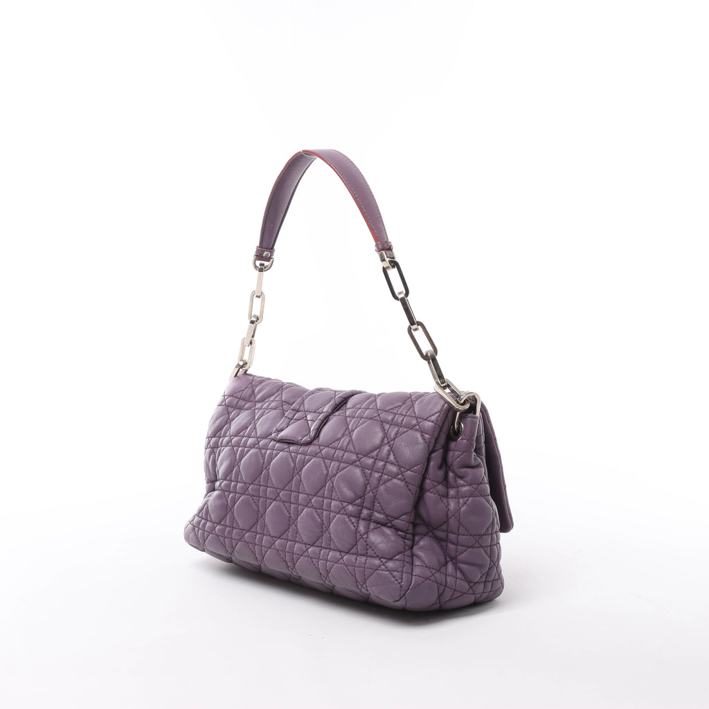 Christian Dior New Lock Cannage Leather Shoulder Bag in Purple