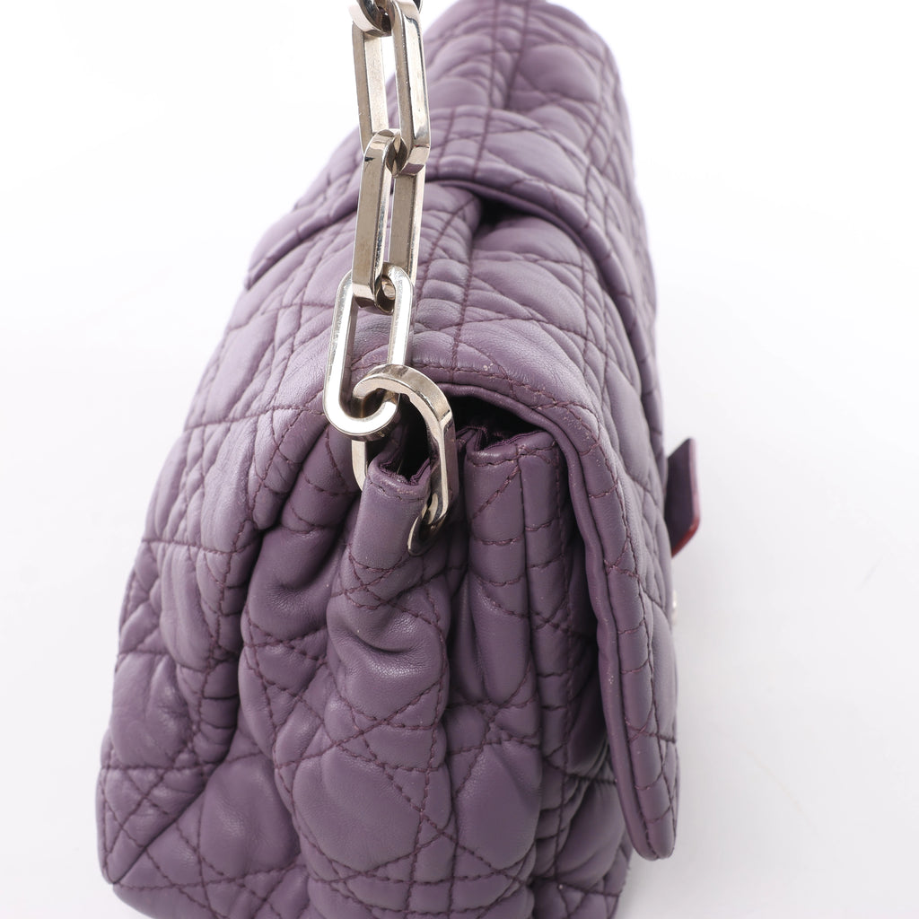 Christian Dior New Lock Cannage Leather Shoulder Bag in Purple