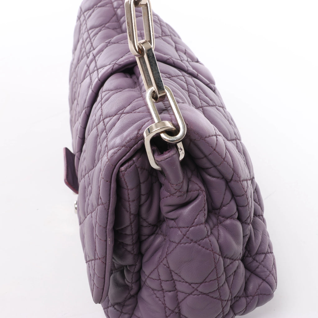 Christian Dior New Lock Cannage Leather Shoulder Bag in Purple