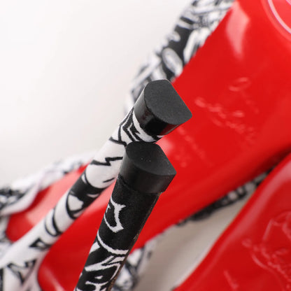 Christian Louboutin ERSEY VAMP 150 Satin Heels in White Jwall Graphic, Size 36 EU