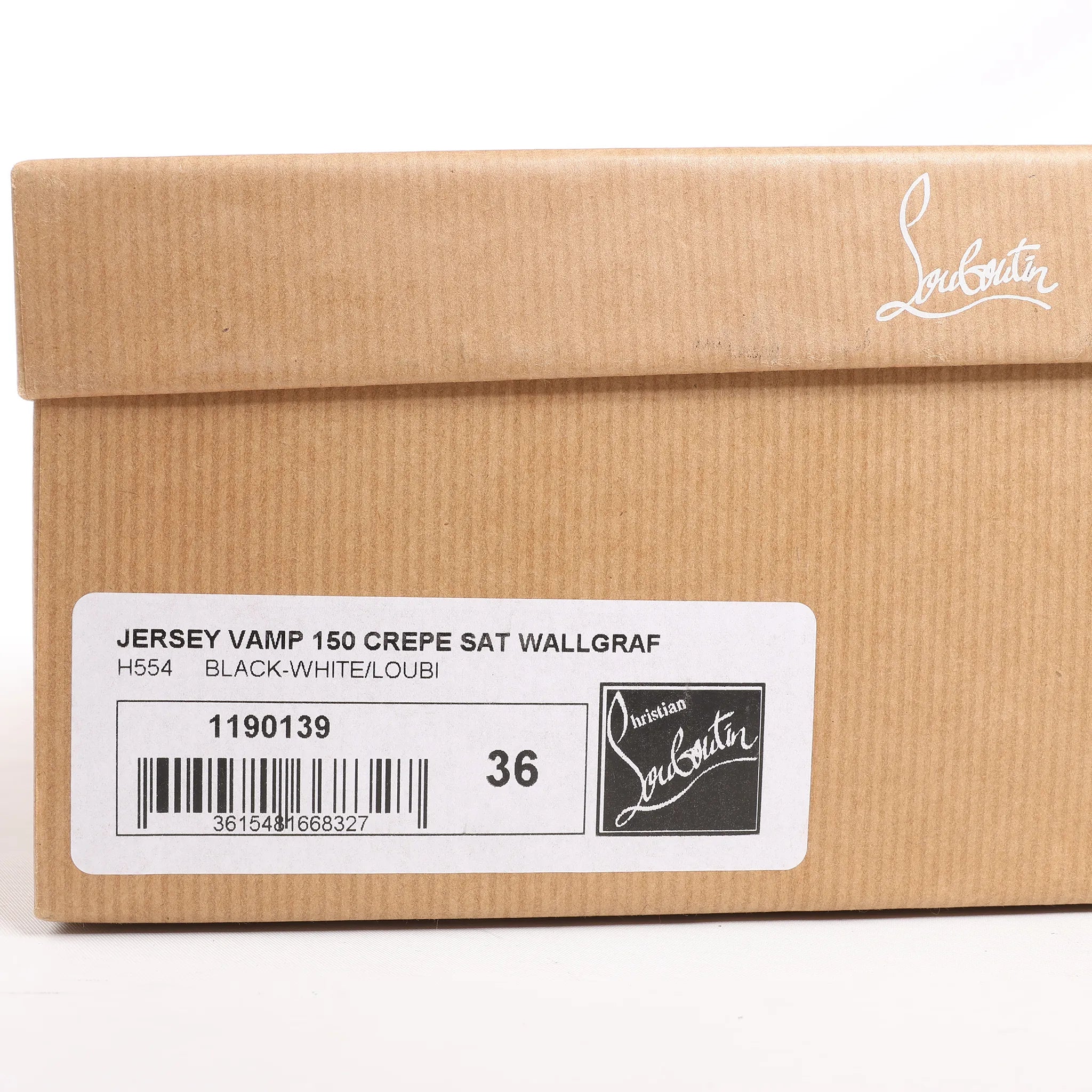 Christian Louboutin ERSEY VAMP 150 Satin Heels in White Jwall Graphic, Size 36 EU