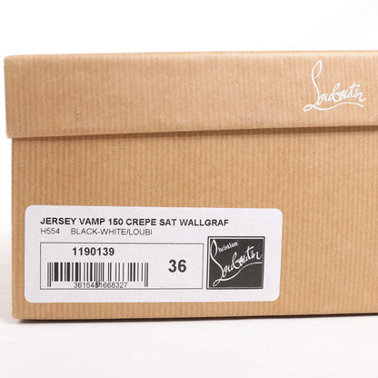 Christian Louboutin ERSEY VAMP 150 Satin Heels in White Jwall Graphic, Size 36 EU