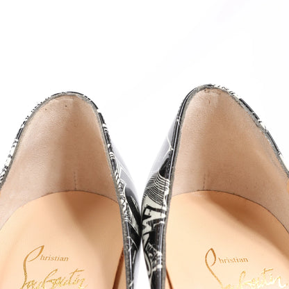 Christian Louboutin FETISH PEEP 150 Lackleder-Pumps mit offener Spitze in Schwarz Nicographic, Größe 37 EU