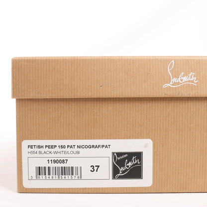 Christian Louboutin FETISH PEEP 150 Lackleder-Pumps mit offener Spitze in Schwarz Nicographic, Größe 37 EU