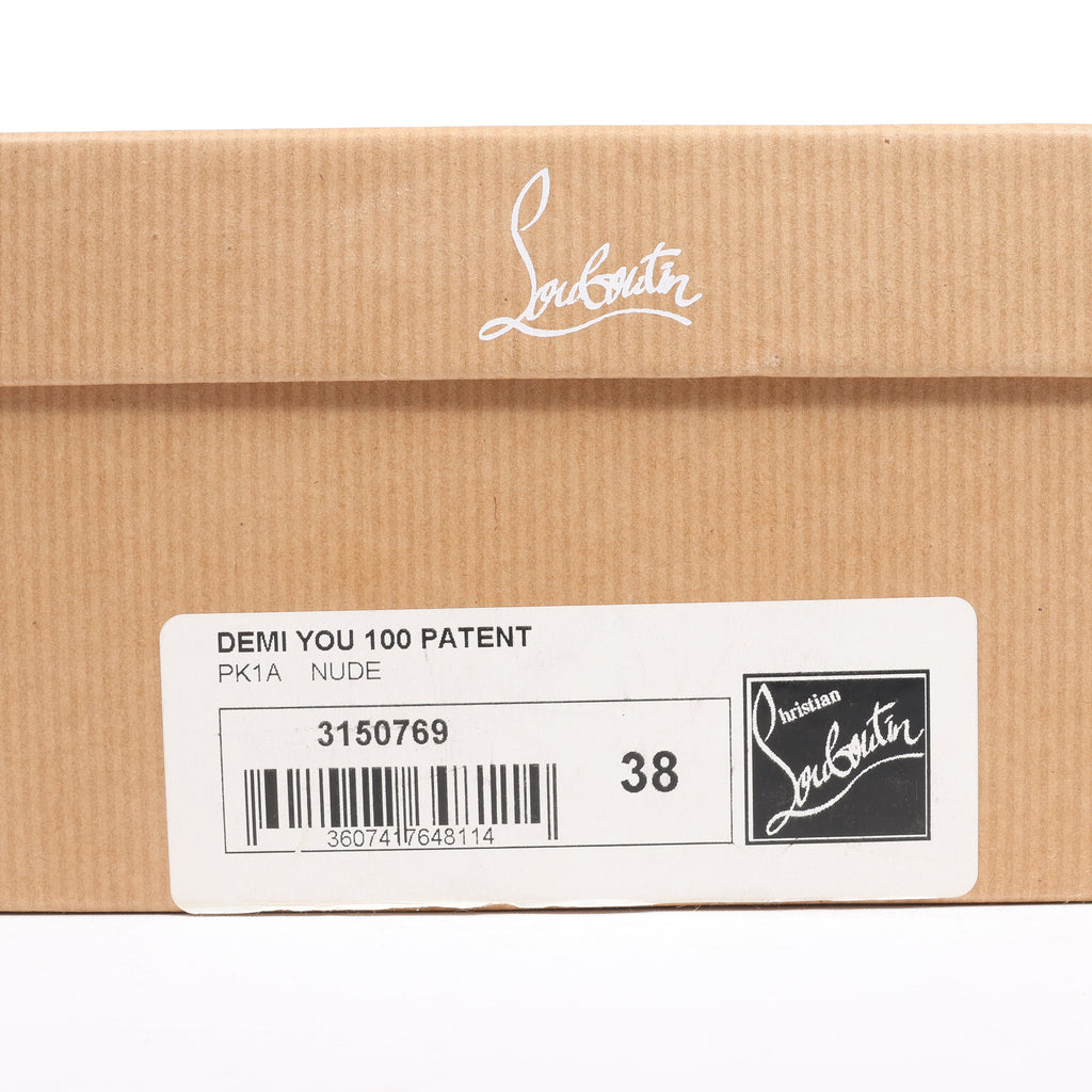 Christian Louboutin Demi You 100 Patent Leather Heels in Beige, Size 38 EU