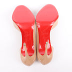 Christian Louboutin Demi You 100 Patent Leather Heels in Beige, Size 38 EU