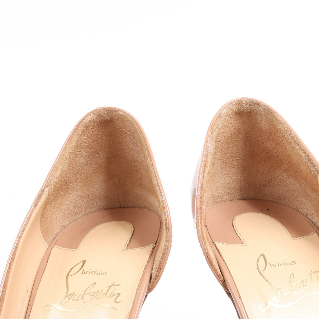 Christian Louboutin Demi You 100 Patent Leather Heels in Beige, Size 38 EU