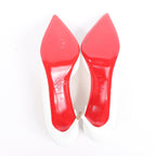 Christian Louboutin Iriza 85 Leather Heels in Bianco, Size 41 EU