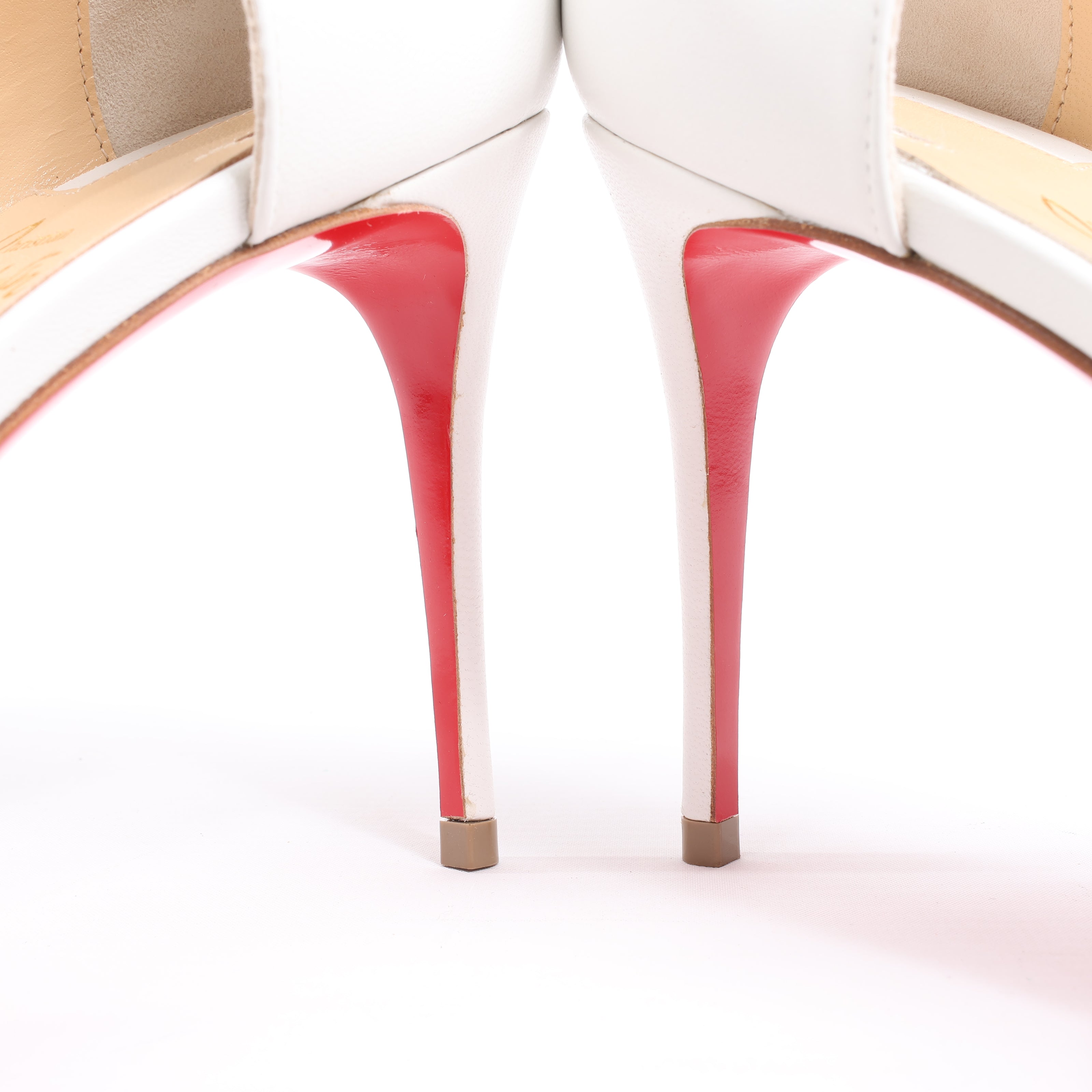 Christian Louboutin Iriza 85 Leather Heels in Bianco, Size 41 EU