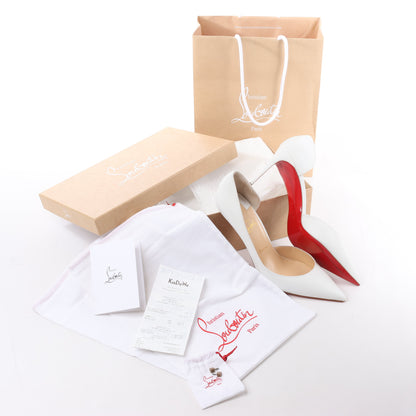 Christian Louboutin Iriza 85 Leather Heels in Bianco, Size 41 EU