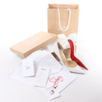 Christian Louboutin Iriza 85 Leather Heels in Bianco, Size 41 EU