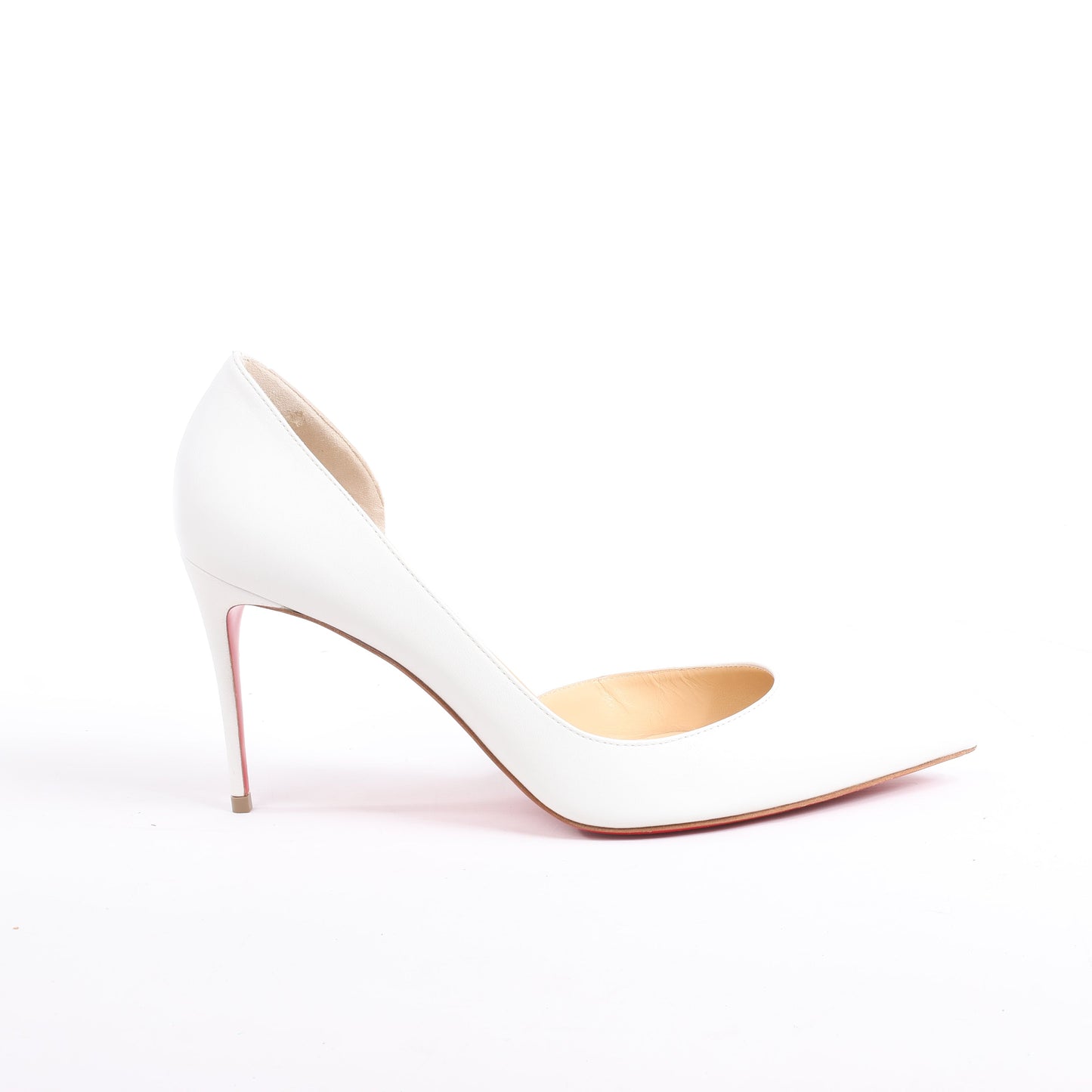Christian Louboutin Iriza 85 Leather Heels in Bianco, Size 41 EU