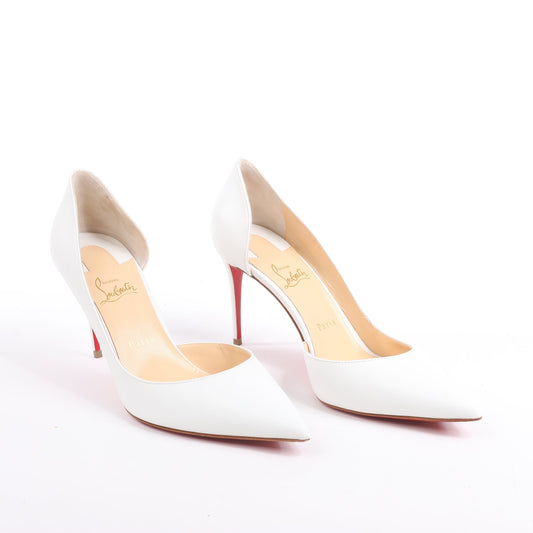 Christian Louboutin Iriza 85 Leather Heels in Bianco, Size 41 EU