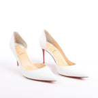 Christian Louboutin Iriza 85 Leather Heels in Bianco, Size 41 EU
