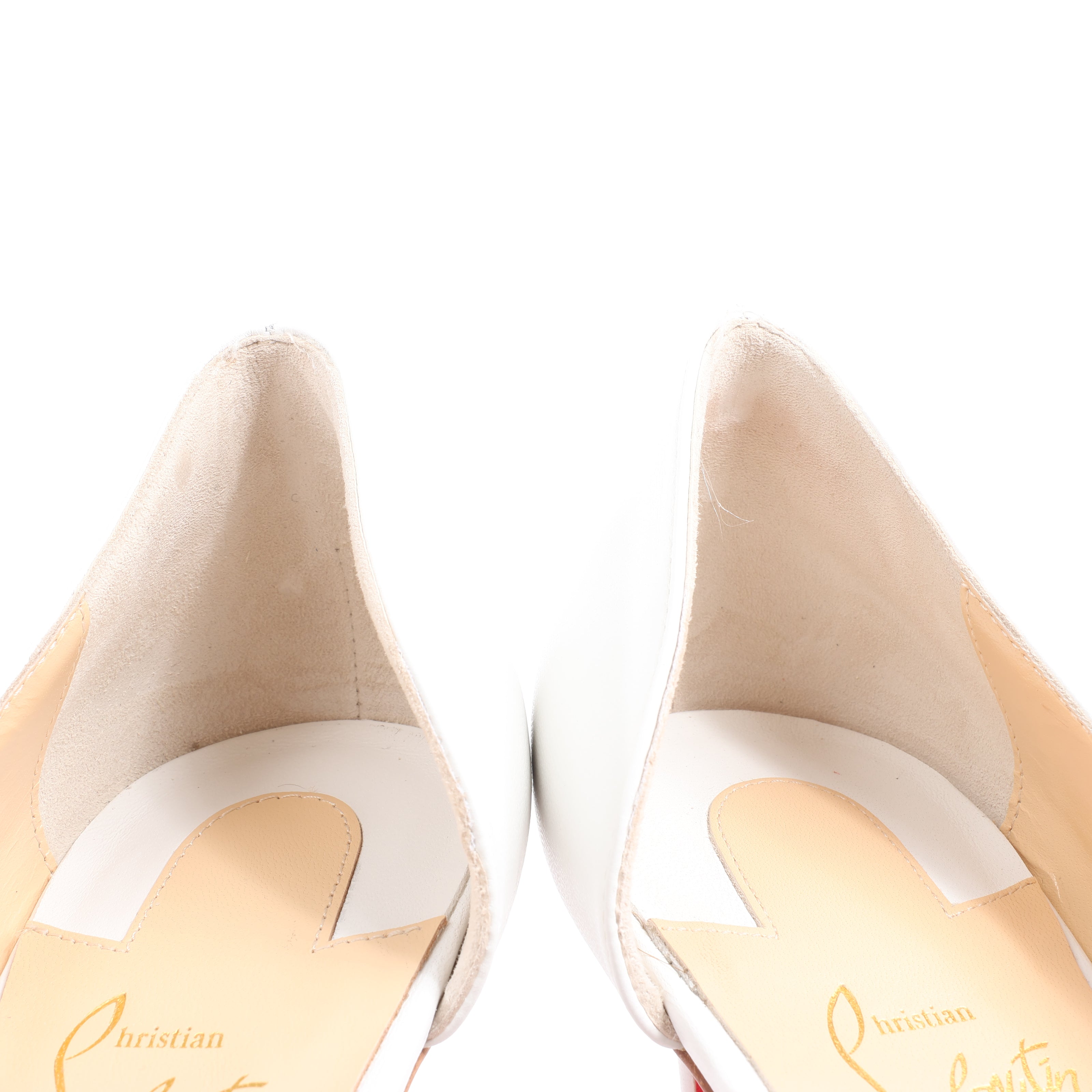Christian Louboutin Iriza 85 Leather Heels in Bianco, Size 41 EU