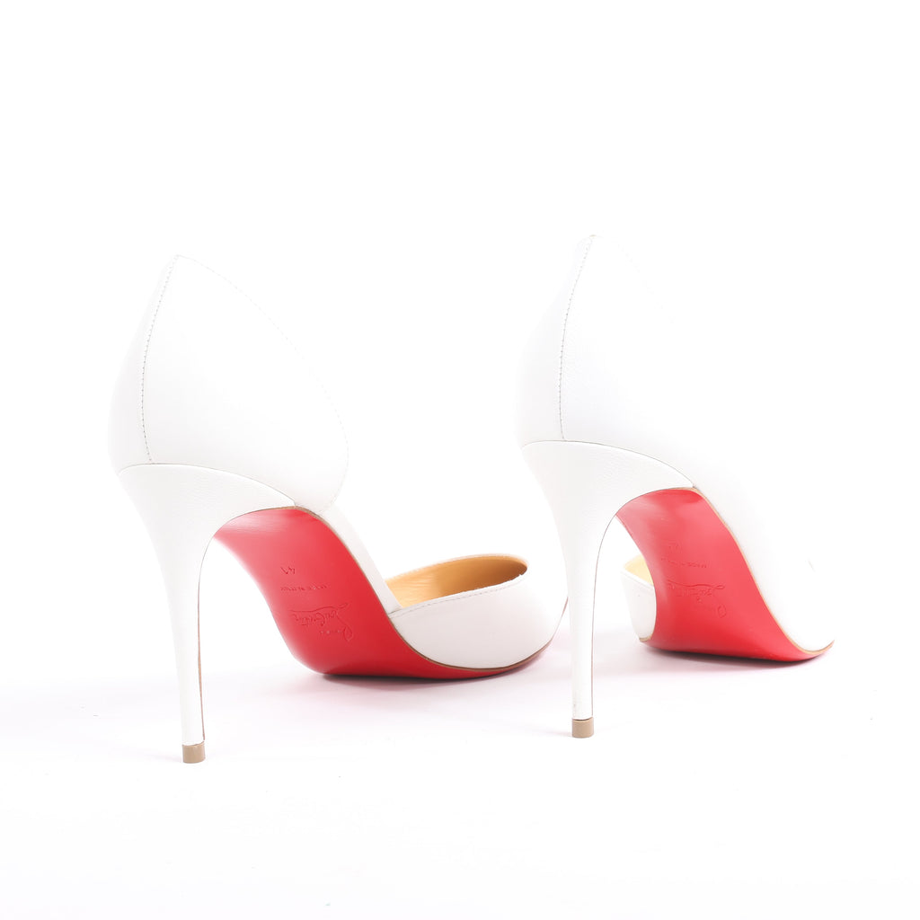 Christian Louboutin Iriza 85 Leather Heels in Bianco, Size 41 EU